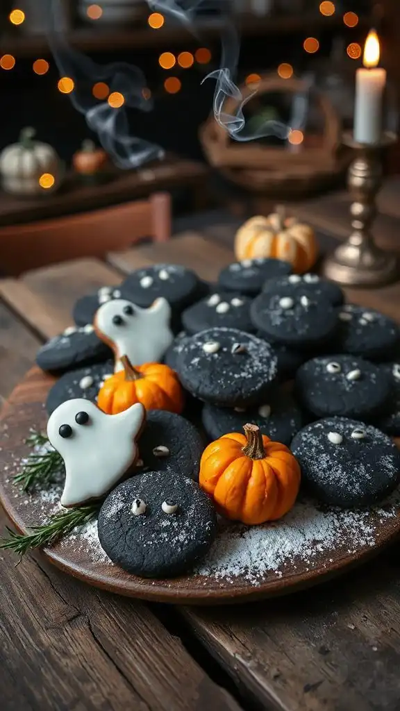 halloween charcoal ghost cookies