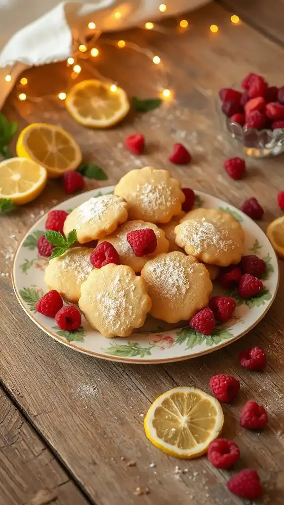 lemon raspberry shortbread cookies