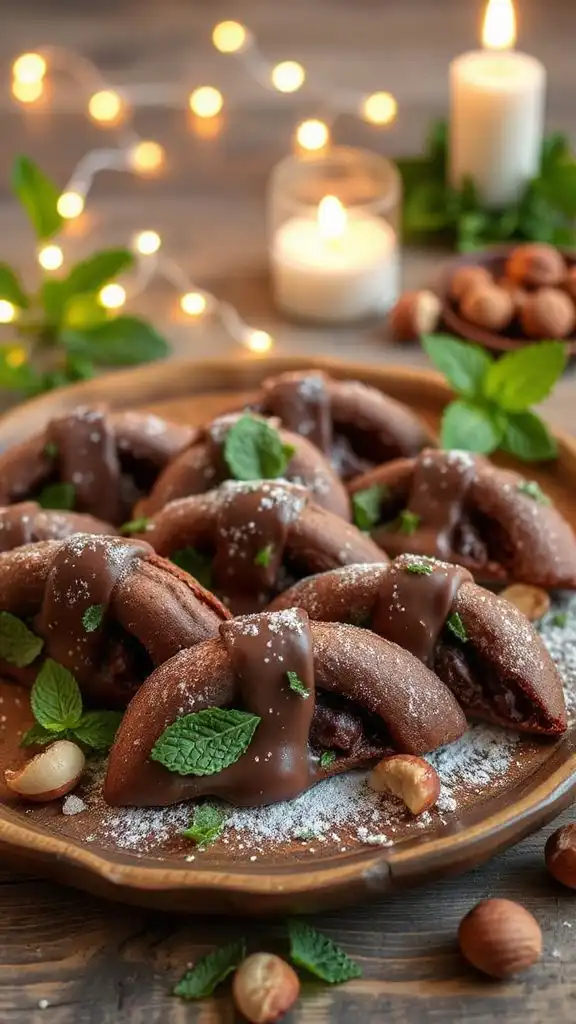 mint chocolate crescent cookies