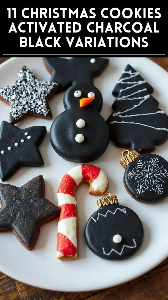 11 Christmas Cookies Activated Charcoal Black Variations