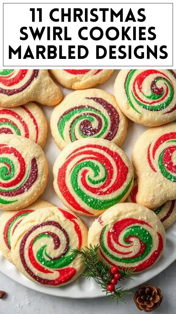 11 Christmas Swirl Cookies Marbled Designs