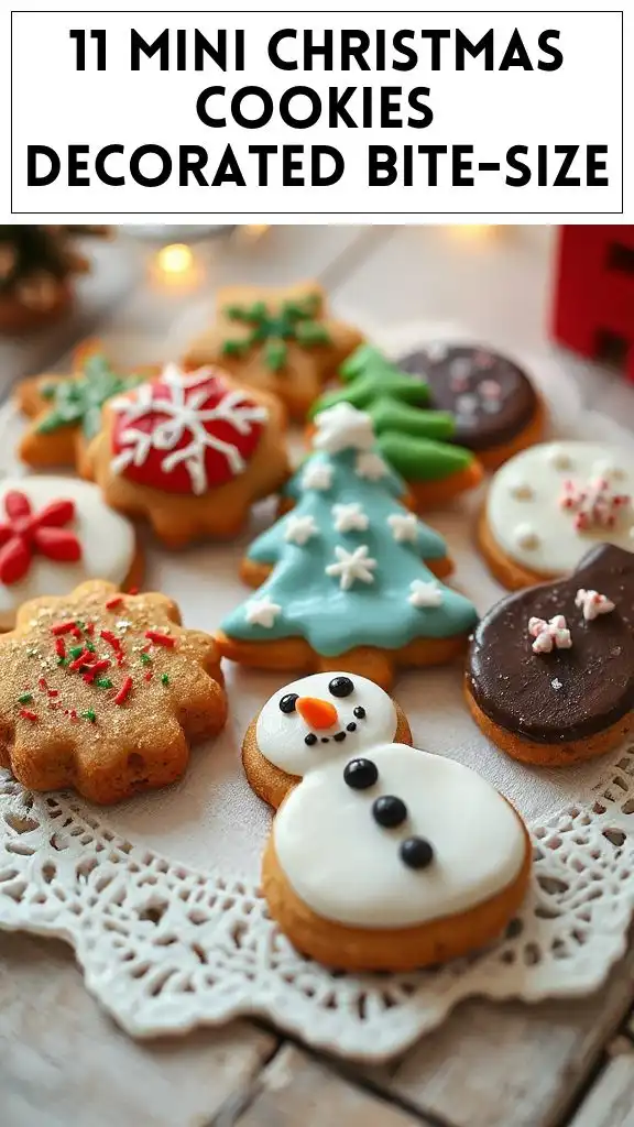 11 Mini Christmas Cookies Decorated Bite-Size