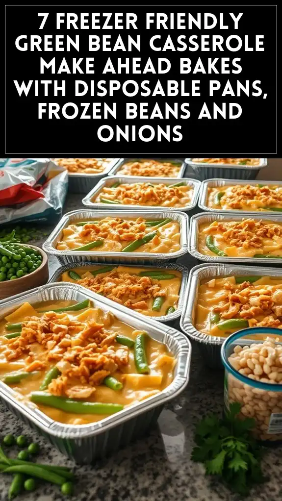 7 Freezer Friendly Green Bean Casserole Make Ahead Bakes With Disposable Pans, Frozen Beans and Onions