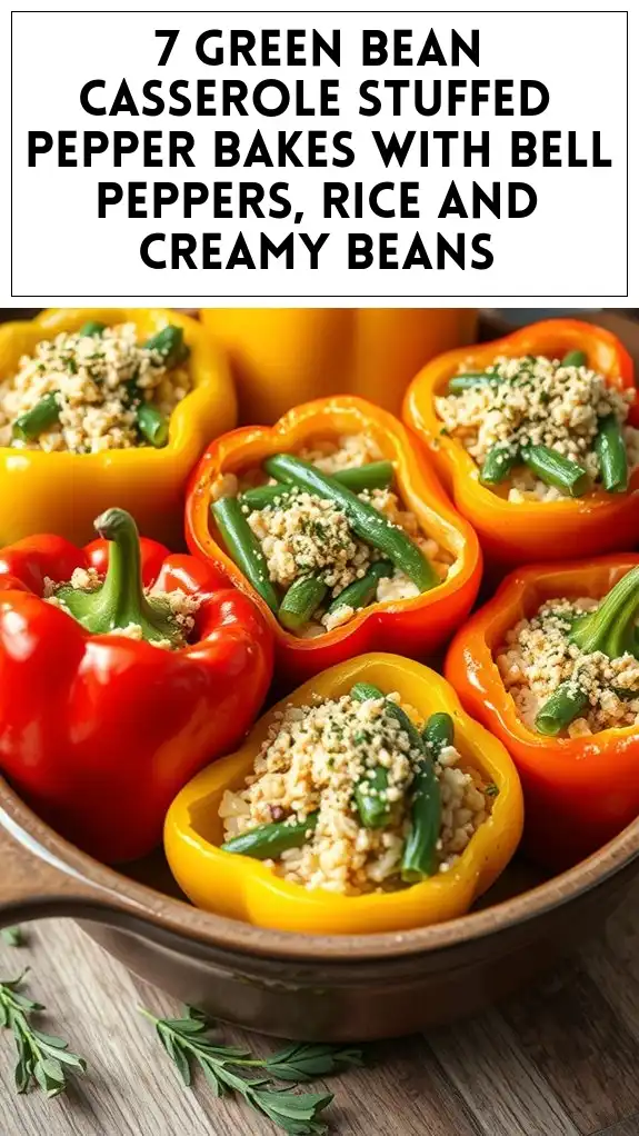 7 Green Bean Casserole Stuffed Pepper Bakes With Bell Peppers, Rice and Creamy Beans