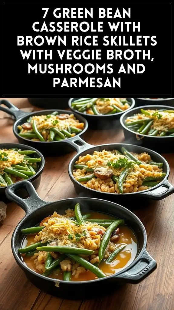 7 Green Bean Casserole With Brown Rice Skillets With Veggie Broth, Mushrooms and Parmesan