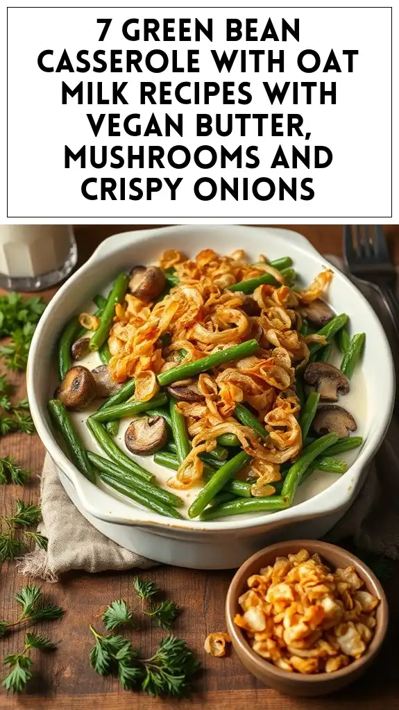 7 Green Bean Casserole With Oat Milk Recipes With Vegan Butter, Mushrooms and Crispy Onions