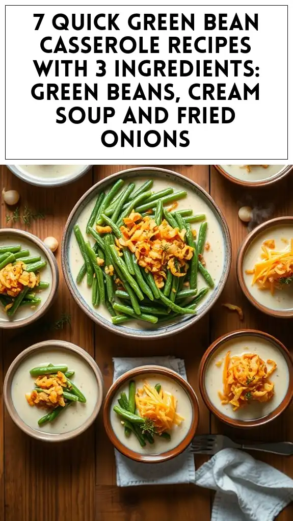 7 Quick Green Bean Casserole Recipes With 3 Ingredients: Green Beans, Cream Soup and Fried Onions
