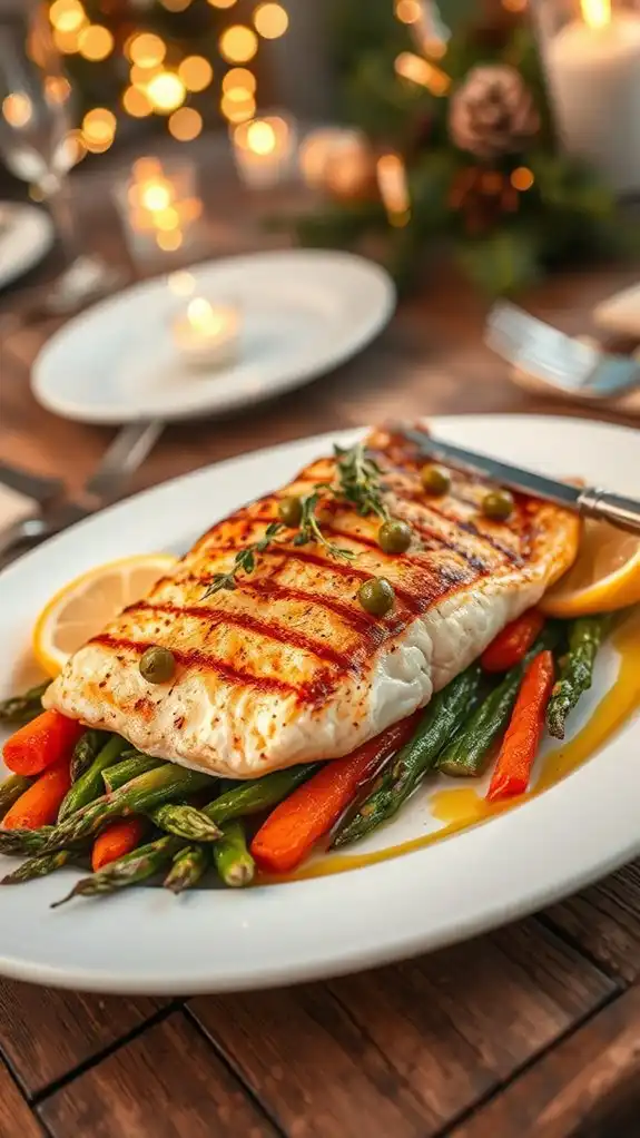 citrusy herb crusted seafood dish