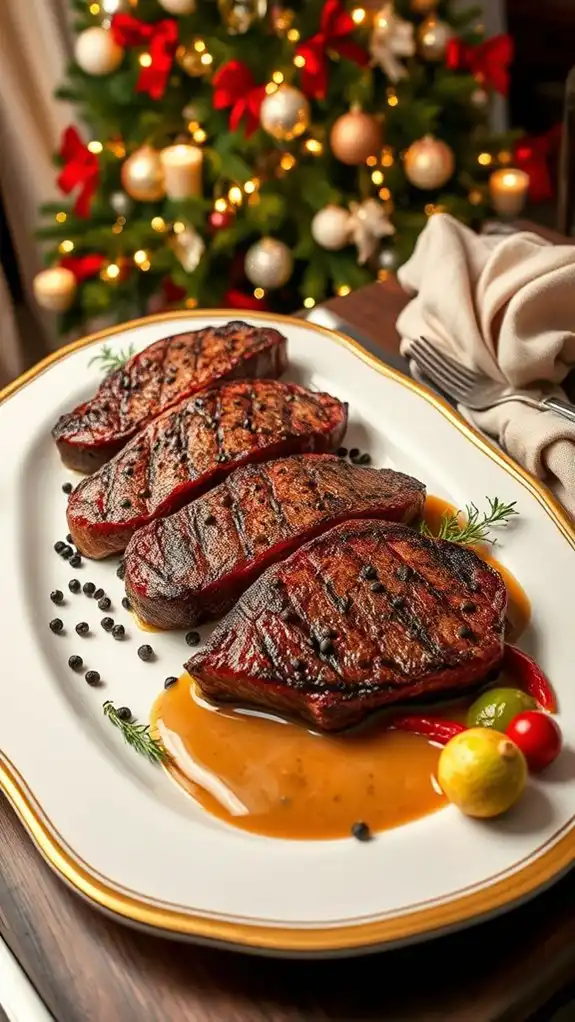 classic french peppered steak