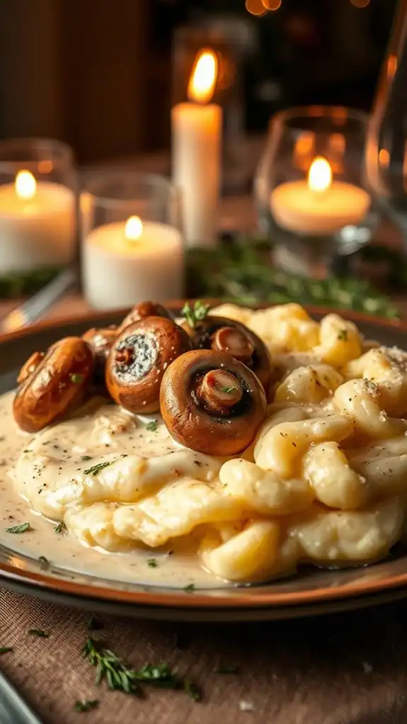 creamy mushrooms and potatoes