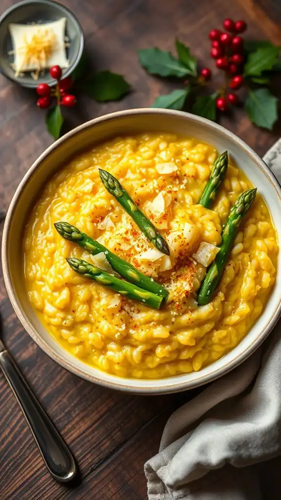 creamy saffron asparagus risotto
