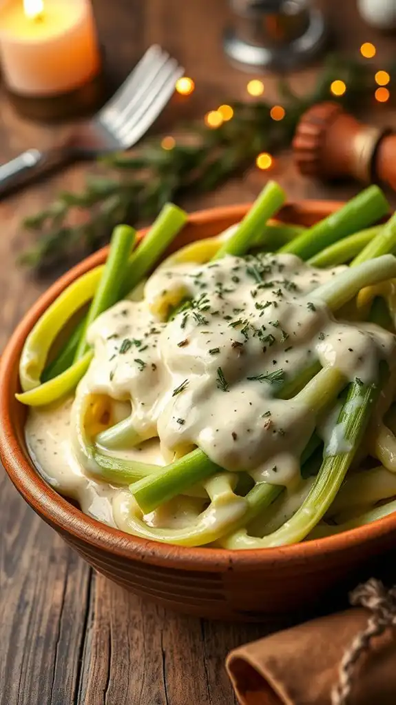 creamy thyme leek side dish