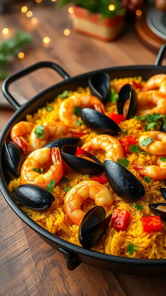 crispy seafood paella delight