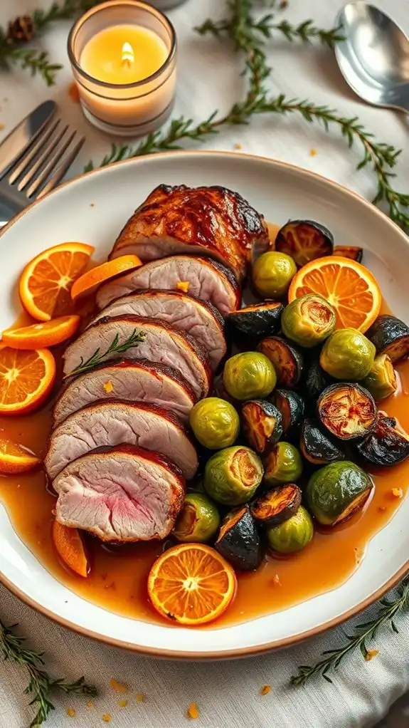 duck breast with brussels sprouts