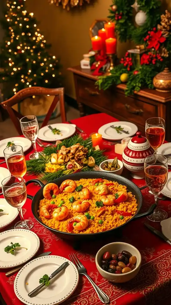 festive seafood rice dish