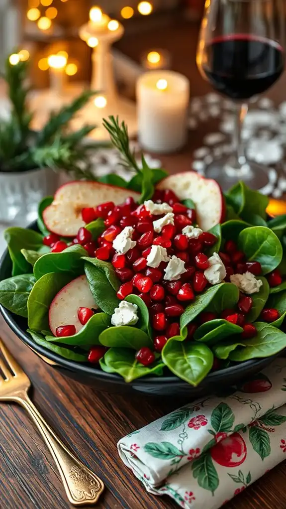 festive spinach pomegranate salad