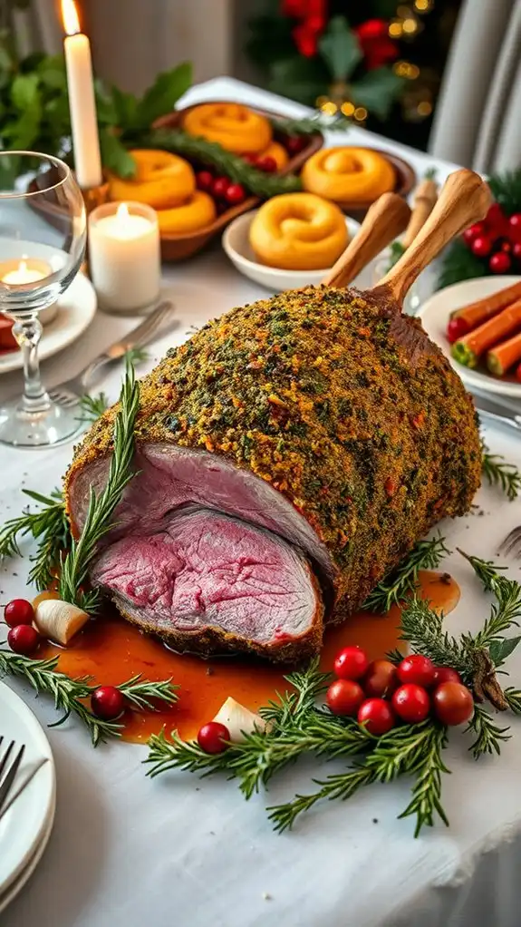 herb crusted lamb holiday centerpiece
