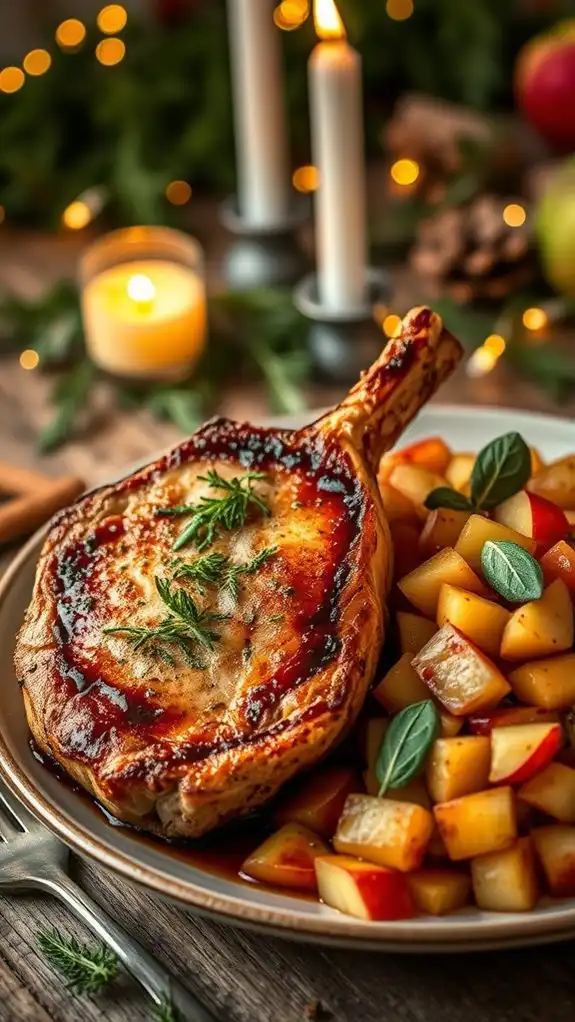 herb crusted pork with apples