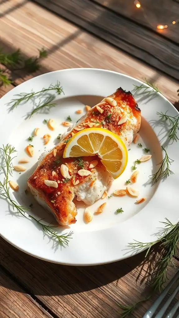 herb infused trout with almonds
