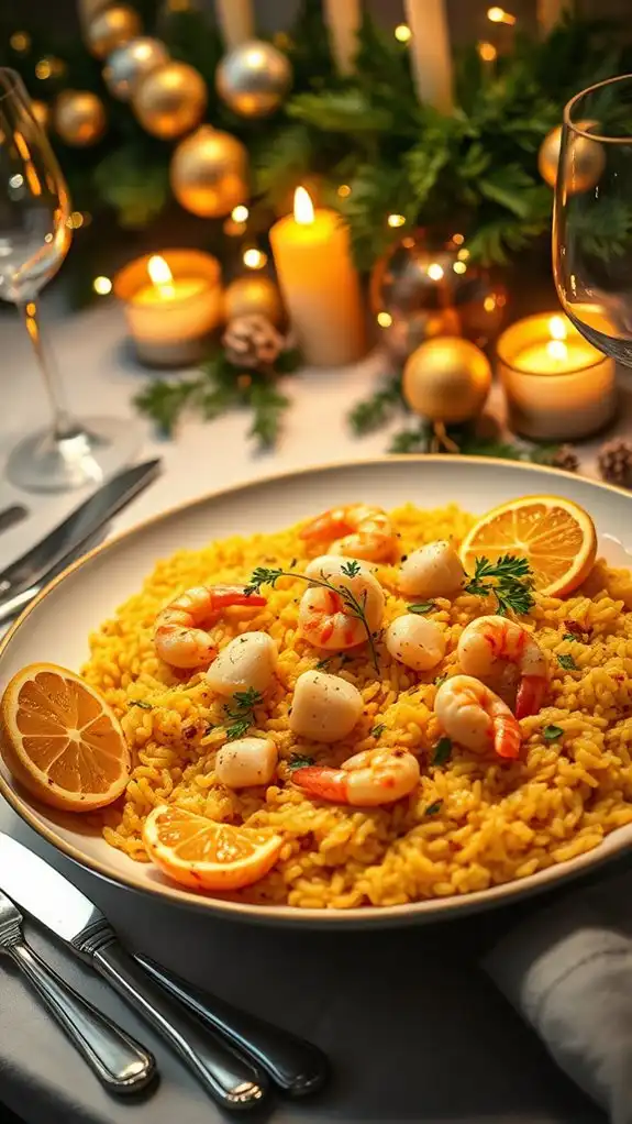 luxurious seafood saffron risotto