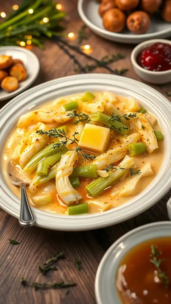maple glazed creamy leeks