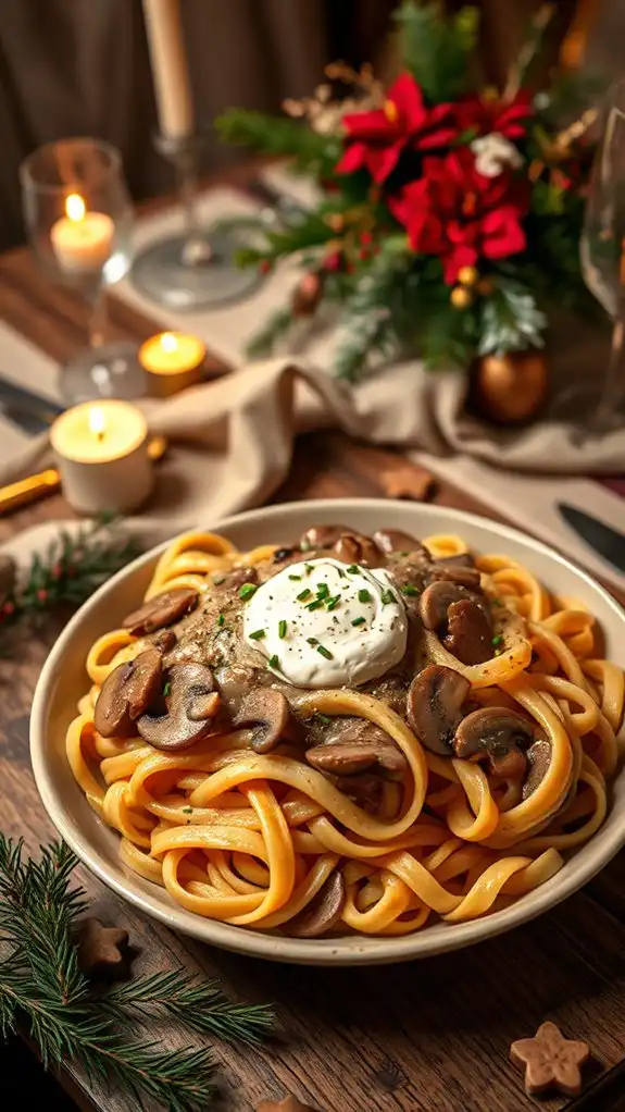 mushroom stroganoff with wine