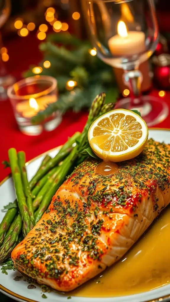 pesto herb crusted salmon dish