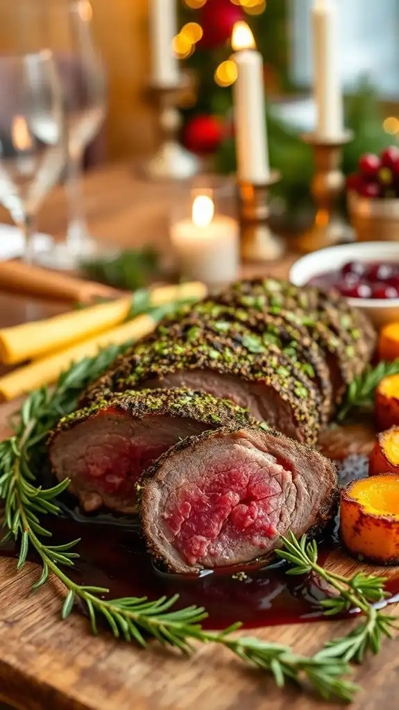 pistachio crusted venison delicacy