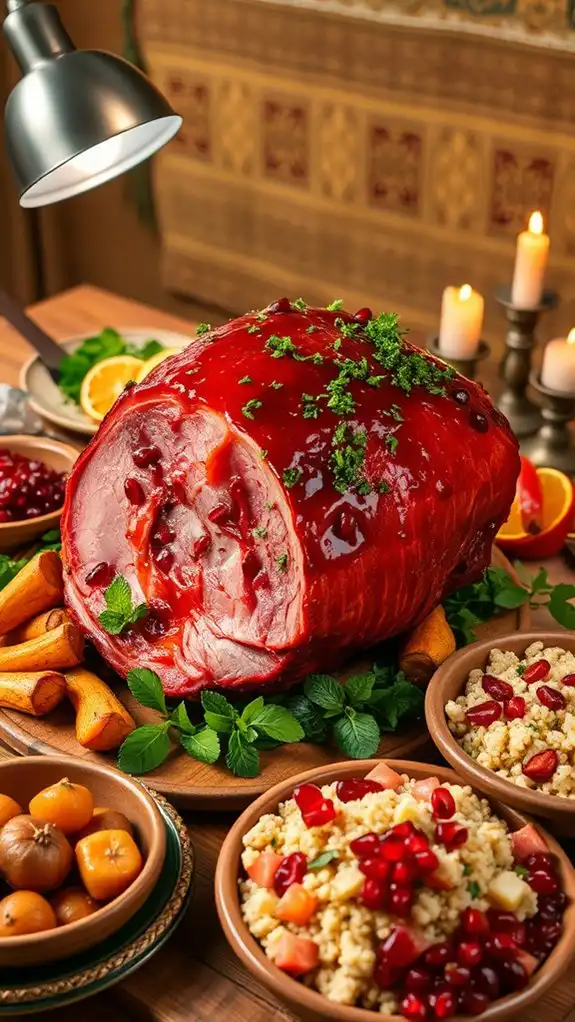 pomegranate glazed holiday ham