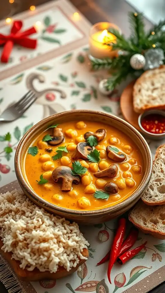 spicy coconut chickpea mushroom stew