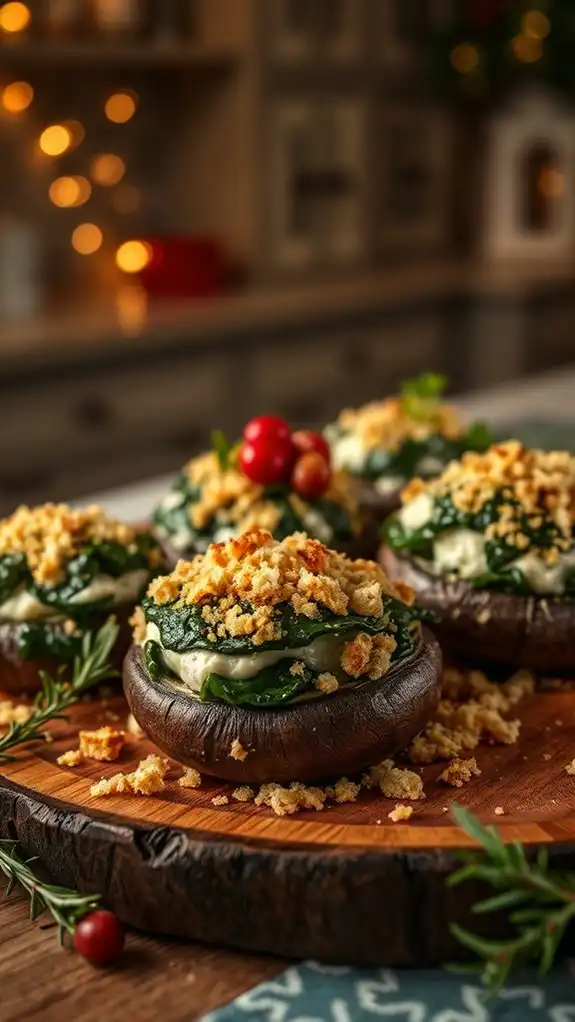 spinach ricotta stuffed mushrooms