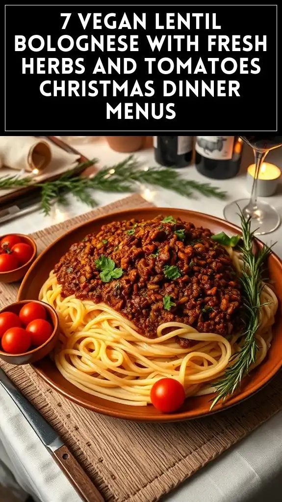 7 Vegan Lentil Bolognese With Fresh Herbs and Tomatoes Christmas Dinner Menus