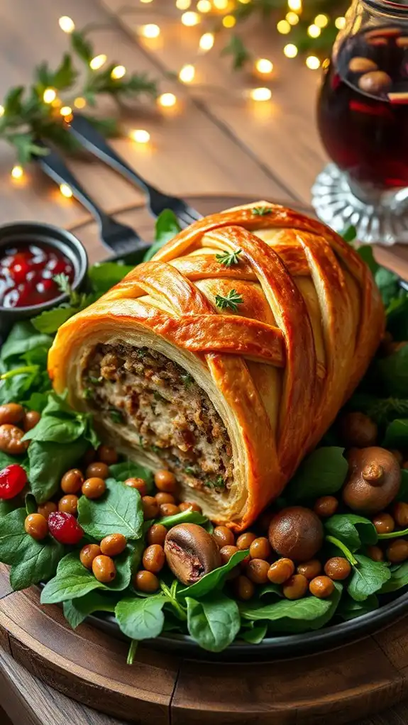 vegan spinach mushroom wellington