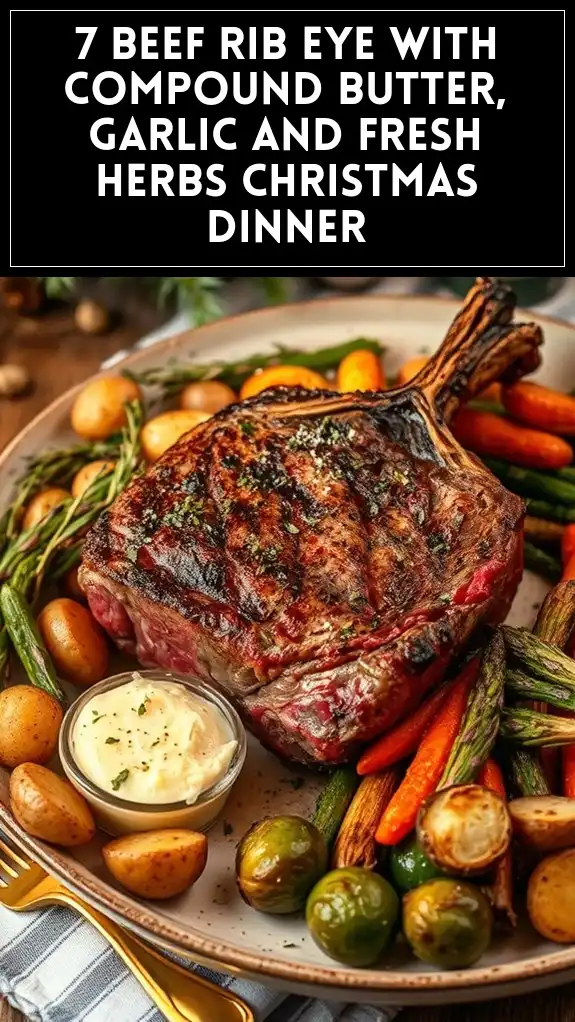 7 Beef Rib Eye With Compound Butter, Garlic and Fresh Herbs Christmas Dinner