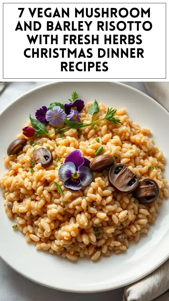 7 Vegan Mushroom and Barley Risotto With Fresh Herbs Christmas Dinner Recipes